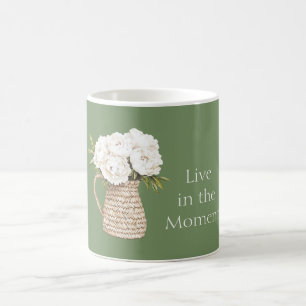 Groen Witte Bloemstuk Mandpatroon Vaas Koffiemok