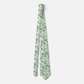 Groen Witte Bloemstuk Toile Chinoiserie Bruiloft Stropdas (Achterkant)