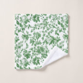 Groen Witte Bloemstuk Toile Chinoiserie Vintage  Bad Handdoek (Wasdoekje)