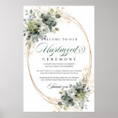 Groen Witte Botanische Ongekoppelde Ceremonie Huwe Poster (Voorkant)