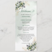 Groen Witte Botanische Watercolor Trouwprogramma Programmakaart (Voorkant)