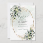 Groen Witte Botanische Waterverf Save The Date (Voorkant)