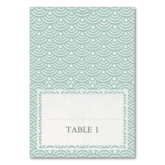 Groen + Witte bruiloft Wave Pattern Place Card Kaart (Voorkant)