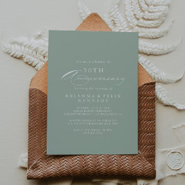 Groen Witte Calligrafie 50ste Huwelijksverjaardag  Kaart