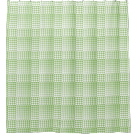 Groen Witte Checker Abstract Patroon Douchegordijn (Voorkant)
