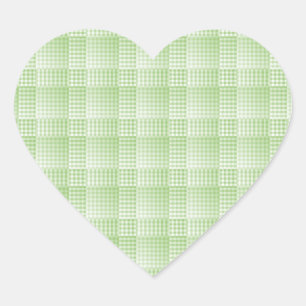 Groen Witte Checker Abstract Patroon Hart Sticker