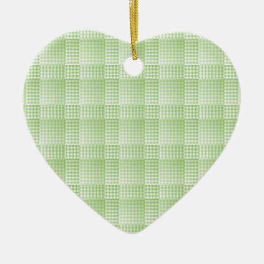 Groen Witte Checker Abstract Patroon Keramisch Ornament (Voorkant)