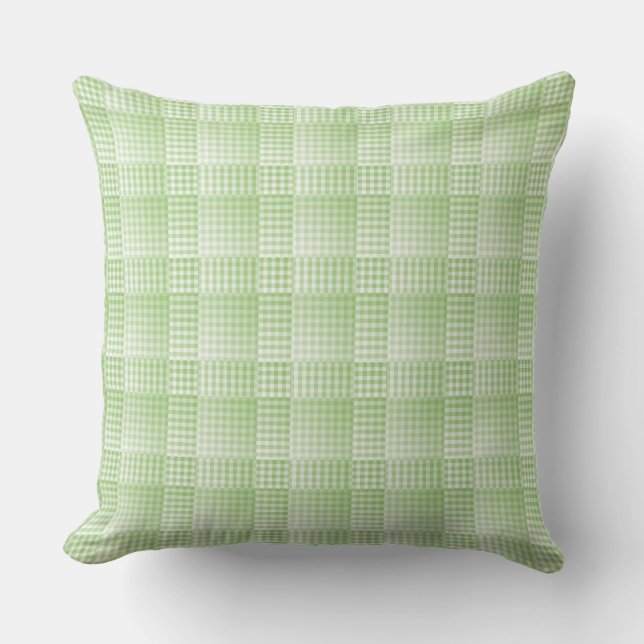 Groen Witte Checker Abstract Patroon Kussen (Voorkant)
