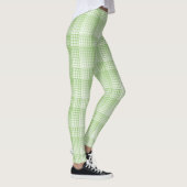 Groen Witte Checker Abstract Patroon Leggings (Rechts)