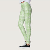 Groen Witte Checker Abstract Patroon Leggings (Links)
