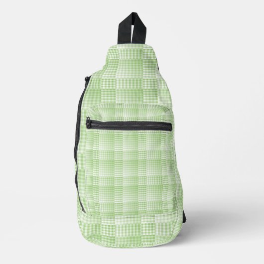 Groen Witte Checker Abstract Patroon Sling Bag (Voorkant)