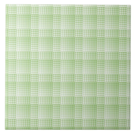 Groen Witte Checker Abstract Patroon Tegeltje (Voorkant)