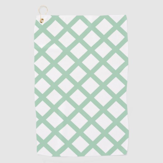 Groen Witte Checker Diamant Patroon Golfhanddoek (Voorkant)