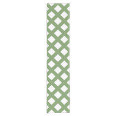 Groen Witte Checker Diamant Patroon Korte Tafelloper (Voorkant)