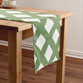 Groen Witte Checker Diamant Patroon Korte Tafelloper