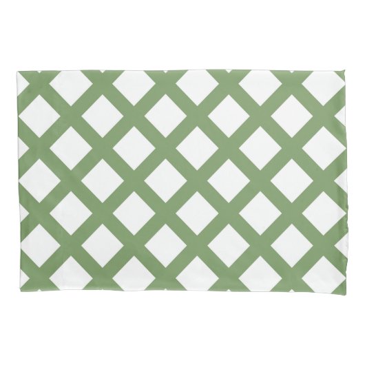 Groen Witte Checker Diamant Patroon Kussensloop (Voorkant-Links)