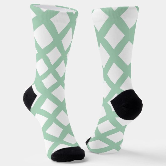 Groen Witte Checker Diamant Patroon Sokken (Gebogen)