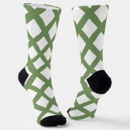 Groen Witte Checker Diamant Patroon Sokken