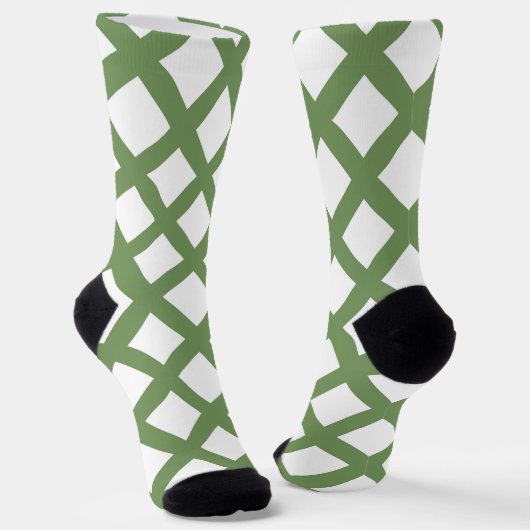Groen Witte Checker Diamant Patroon Sokken (Gebogen)