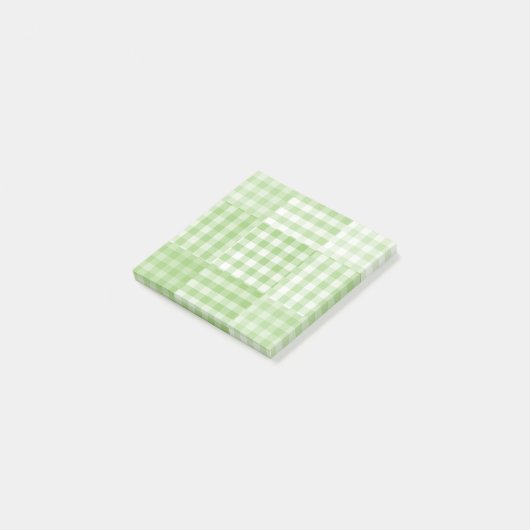 Groen Witte Checker Patchwork Patroon Post-it® Notes (Schuin)