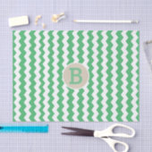 Groen Witte Chevron Patroon Monogram Beginletter Tissuepapier (Craft)