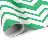 Groen Witte Chevron Zigzag Patroon Ontwerp  Cadeaupapier (Rol Hoek)