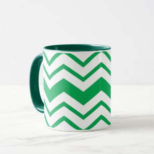 Groen Witte Chevron Zigzag Patroon Ontwerp Mok