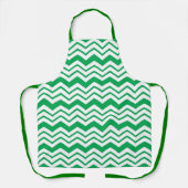 Groen Witte Chevron Zigzag Patroon Ontwerp Schort (Voorkant)