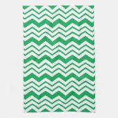 Groen Witte Chevron Zigzag Patroon Ontwerp Theedoek (Verticaal)