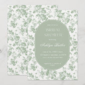 Groen Witte Chinoiserie Bruidsdouche Uitnodiging (Voorkant / Achterkant)