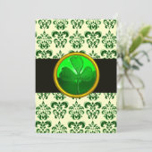 GROEN WITTE DAMASK MET SHAMROCK St Patrick's Day Kaart (Staand voorkant)