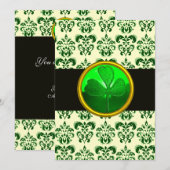 GROEN WITTE DAMASK MET SHAMROCK St Patrick's Day Kaart (Voorkant / Achterkant)