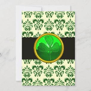 GROEN WITTE DAMASK MET SHAMROCK St Patrick's Day Kaart