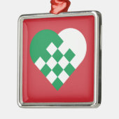 Groen Witte Deense Hart Metalen Ornament (Links)