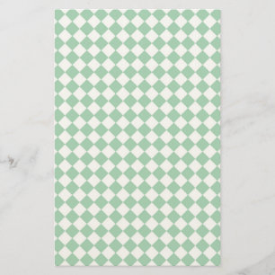 Groen Witte Diamant Harlekijn Dambord Patroon Briefpapier