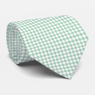 Groen Witte Diamant Schachbrett Motief Stropdas