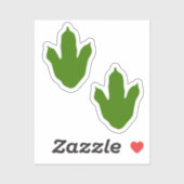 Groen + Witte dinosaurus Voetafdruk Birthday Envel Sticker (Vel)