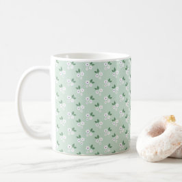 Groen Witte Eenvoudige Calico Patroon Koffiemok