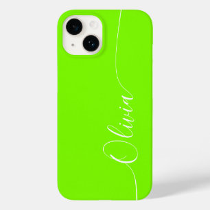 Groen Witte Elegante Calligrafie Script Naam Case-Mate iPhone 14 Hoesje