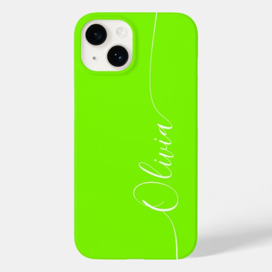 Groen Witte Elegante Calligrafie Script Naam Case-Mate iPhone Case (Achterkant)