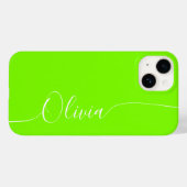 Groen Witte Elegante Calligrafie Script Naam Case-Mate iPhone Case (Achterkant (horizontaal))