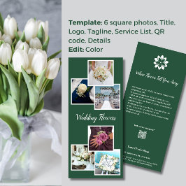 Groen & Witte Elegantie 💐 Trouwbloemen Bloemist Reclamekaart