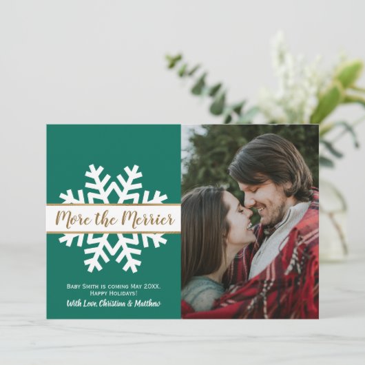 Groen-witte foto kerstbevruchting aankondiging (Staand voorkant)