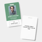 Groen Witte Foto & Logo Personeels-ID Badge (Voor- en achterkant)
