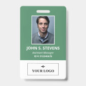 Groen Witte Foto & Logo Personeels-ID Badge (Voorzijde)