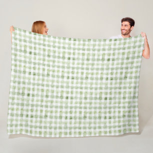 Groen Witte Geruite   Fleece Deken