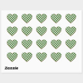 Groen Witte Geruite Glitter Hart Sticker (Vel)