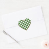 Groen Witte Geruite Glitter Hart Sticker (Envelop)