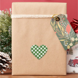 Groen Witte Geruite Glitter Hart Sticker