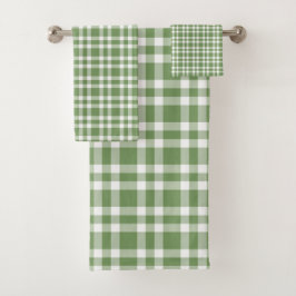 Groen Witte Geruite Patroon Bad Handdoek